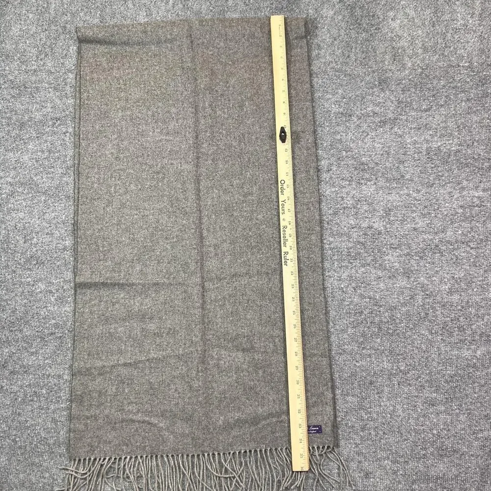 Ralph Lauren Scarf Adult Gray 100% Cashmere Fringe Made England Purple Label